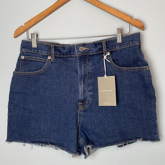 NWT Everlane Way High Denim Shorts Washed Indigo Size 30 - Picture 3 of 8